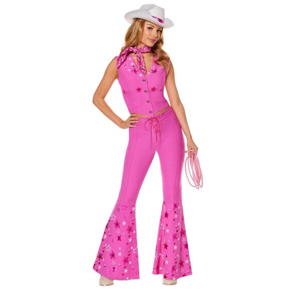Spirit Halloween Barbie Movie Cowgirl Outfit Costume Hot Pink Adult SZ S - Picture 1 of 9